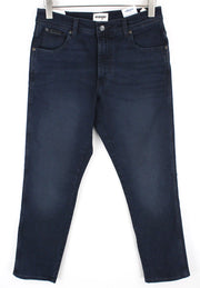 WRANGLER Texas džinsai W31 L32 vyriški, prigludę, mėlyni, tamprūs, užtrauktuku, aukštu liemeniu 