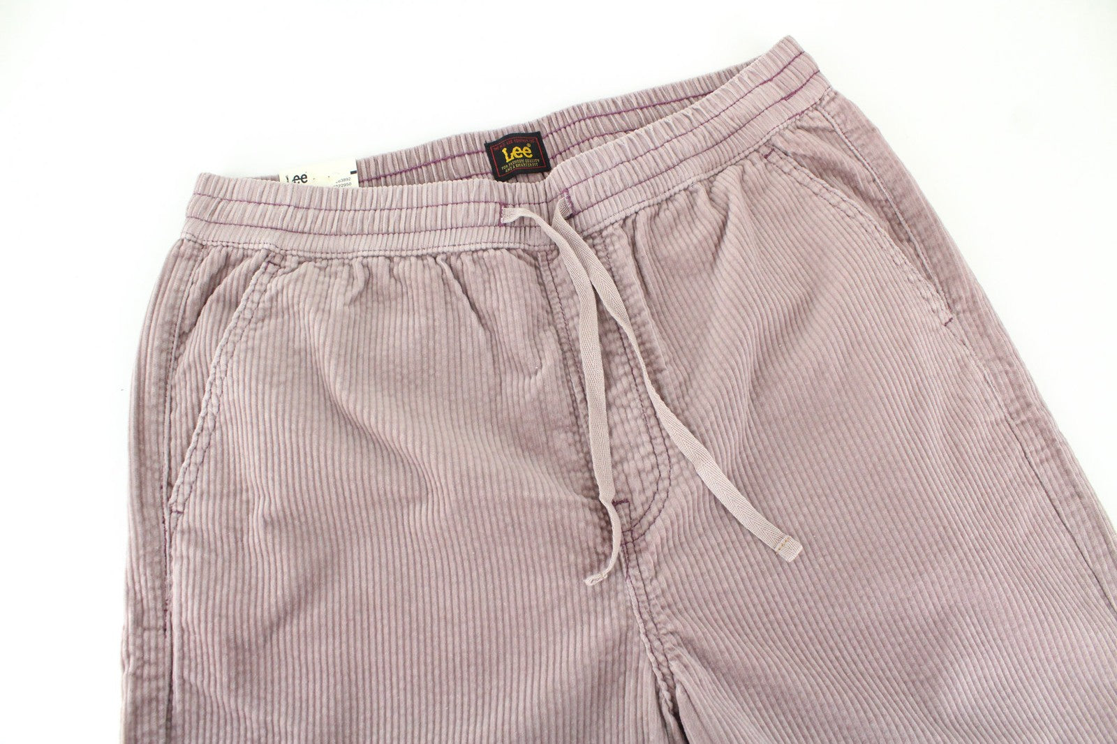 LEE Men's Pink Corduroy Pants M Relaxed Fit Cuffed Drawstring Casual Trousers