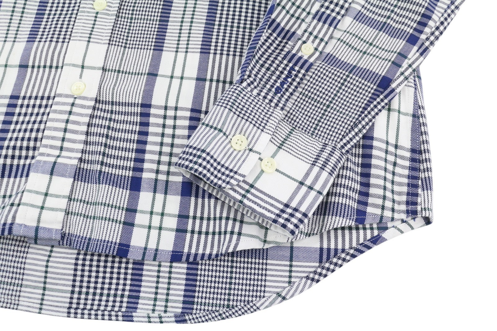 GANT flaneliniai moteriški marškinėliai, EU34, laisvalaikio, languotas raštas, sagomis užsegamas, išplatinta kaklo linija su logotipu 