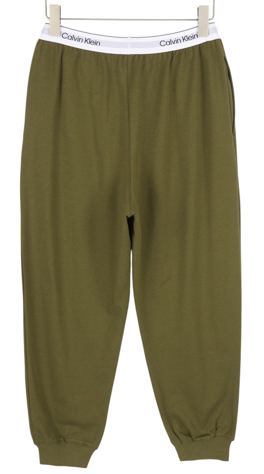 CALVIN KLEIN vyriškos kelnės M žalios jogger stiliaus su elastingu juosmeniu ir kišenėmis trikotažinio audinio tamprumu 