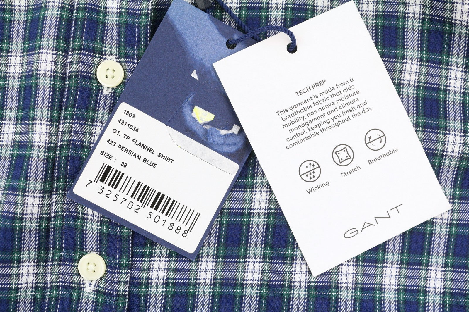 GANT flaneliniai moteriški marškinėliai, EU38, laisvalaikio, languotas raštas, sagomis užsegamas, išplatinta kaklo linija su logotipu 