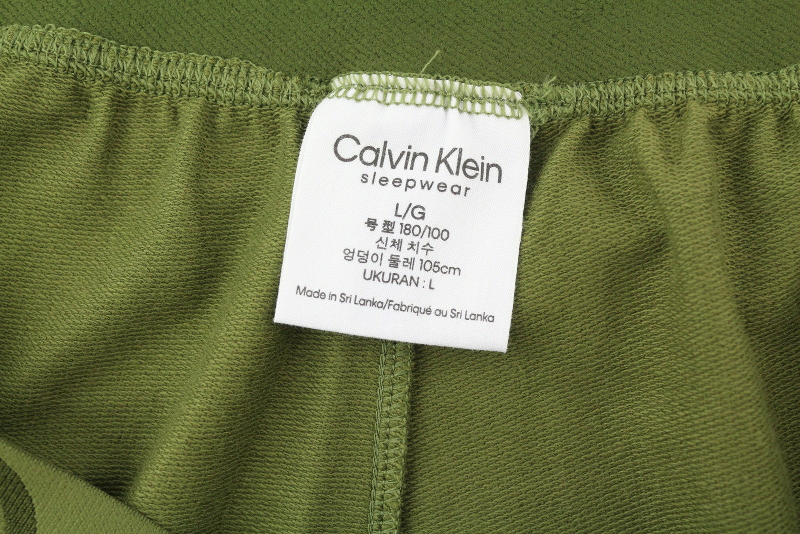 CALVIN KLEIN vyriškos kelnės L dydžio, žalios, tamprios trikotažo spalvos, elastingo juosmens, logotipo naktiniai. 