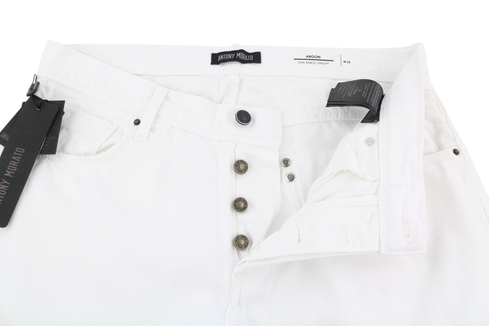 ANTONY MORATO Argon Men Jeans W33 Denim White Slim Fit Ankle Length Button Fly