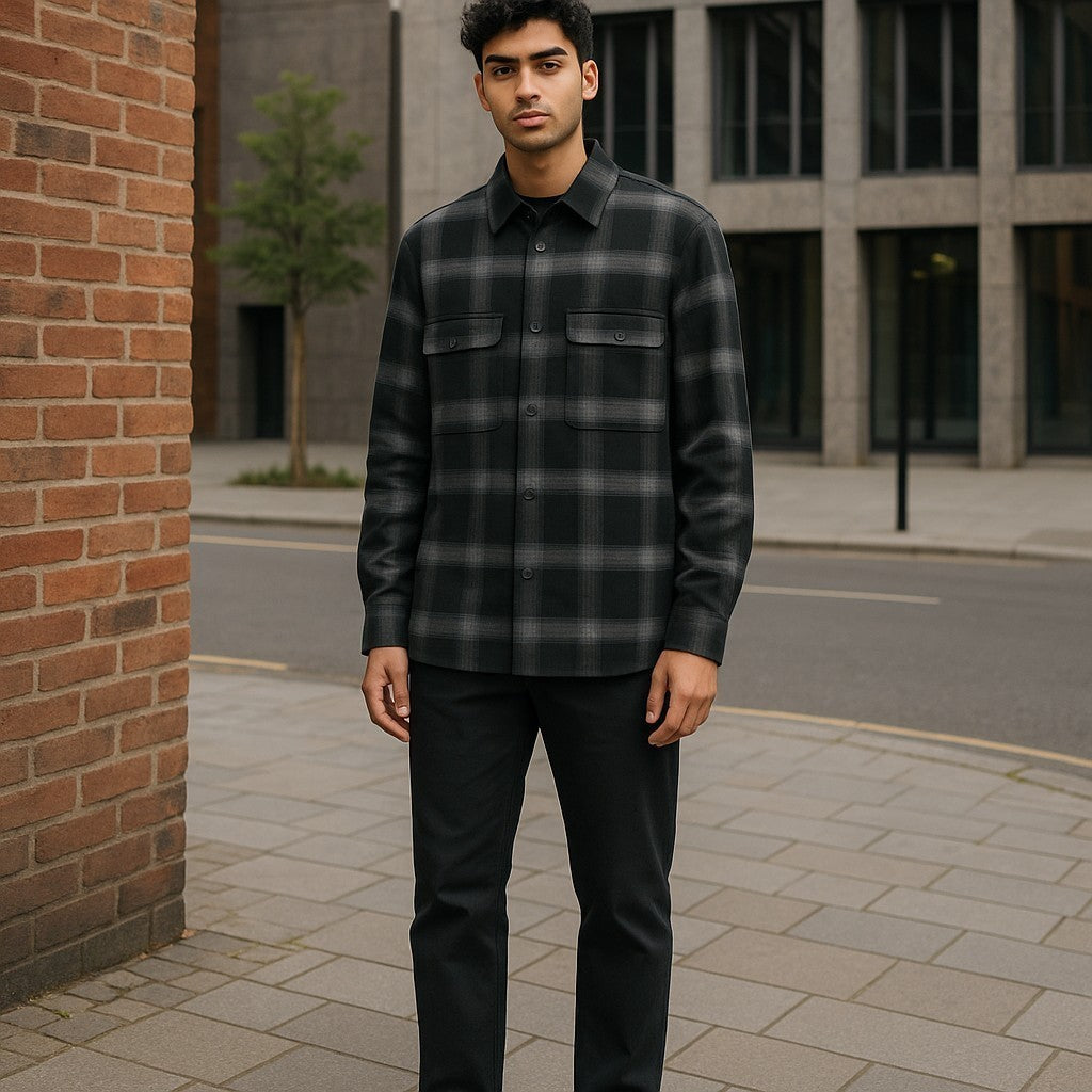 CALVIN KLEIN „Twill Fleece Check“ vyriška striukė su snapeliu, juoda 