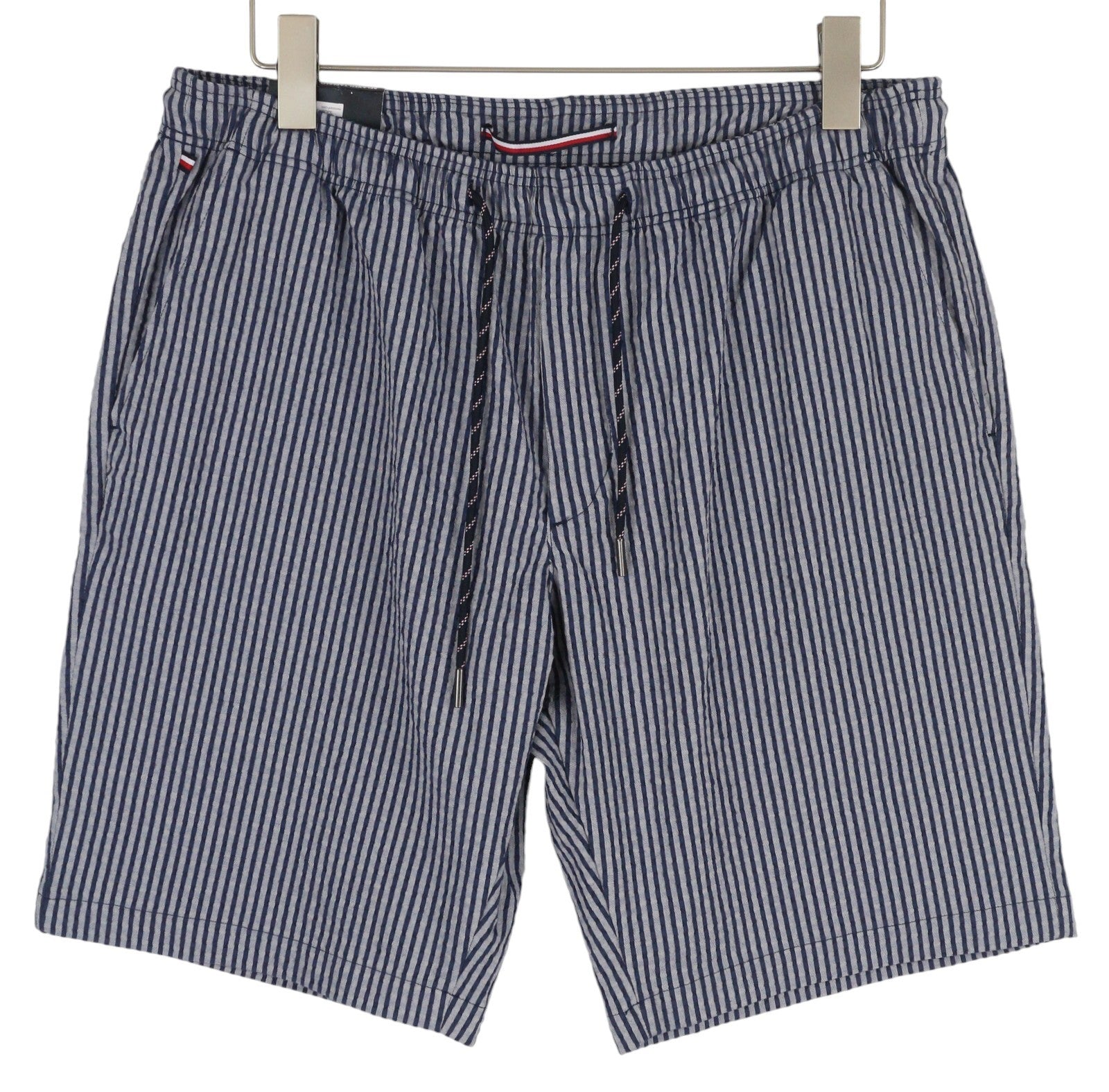 TOMMY HILFIGER Harlem Seersucker Stripe vyriški šortai W34 Relaxed Tapered Fit mėlyni 