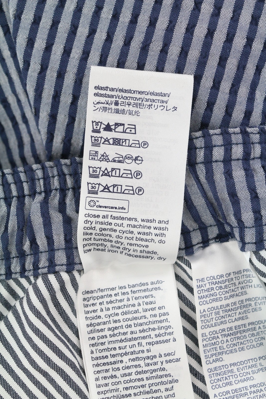 TOMMY HILFIGER Harlem Seersucker Stripe vyriški šortai W34 Relaxed Tapered Fit mėlyni 