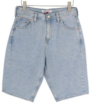 TOMMY HILFIGER Aiden Baggy Denim vyriški šortai W30 Washed Blue su užtrauktuku ir kišenėmis 