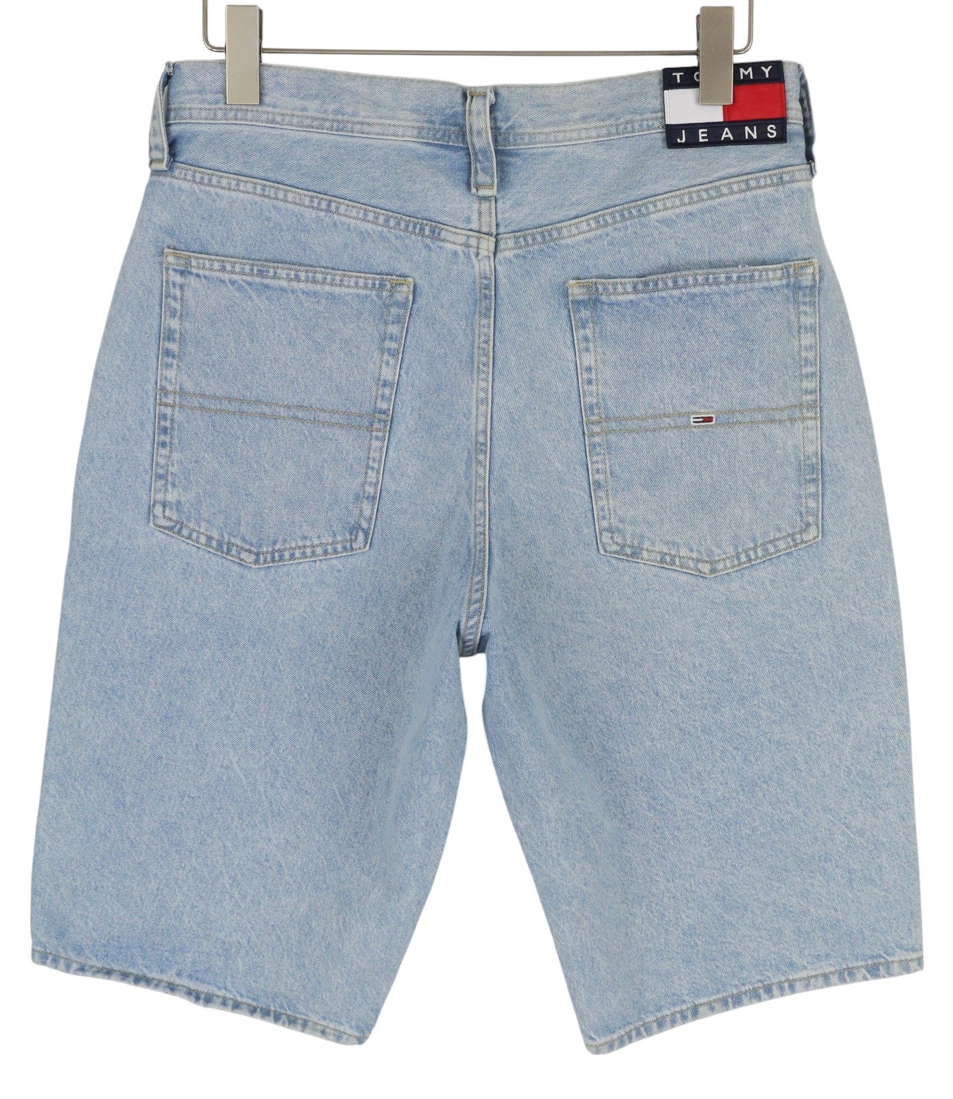 TOMMY HILFIGER Aiden Baggy Denim vyriški šortai W30 Washed Blue su užtrauktuku ir kišenėmis 