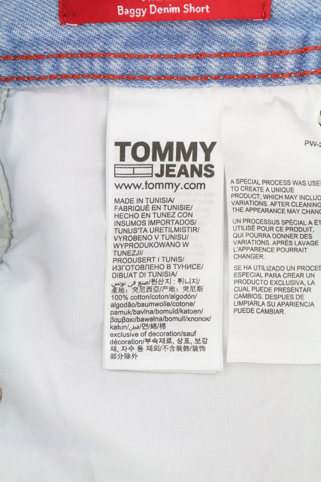 TOMMY HILFIGER Aiden Baggy Denim vyriški šortai W30 Washed Blue su užtrauktuku ir kišenėmis 