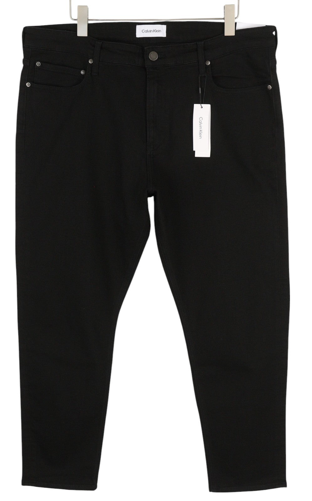 CALVIN KLEIN siaurėjantys juodi vyriški džinsai su užtrauktuku ir kišenėmis, W38/L32 