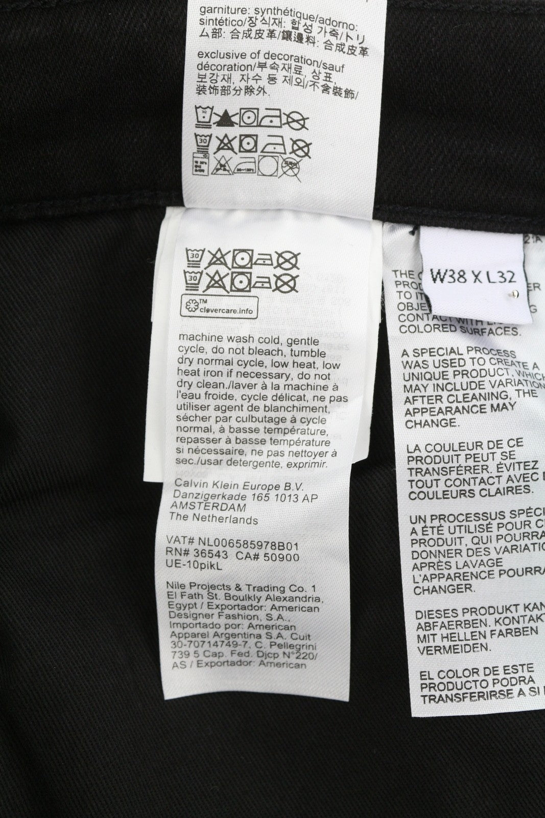 CALVIN KLEIN siaurėjantys juodi vyriški džinsai su užtrauktuku ir kišenėmis, W38/L32 