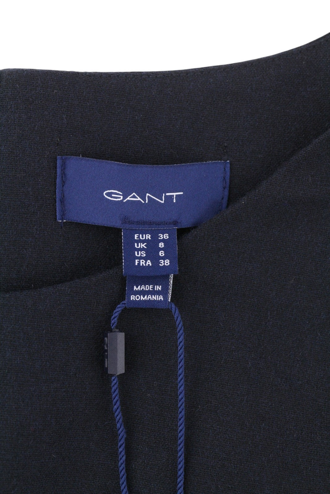 GANT Flanelinė platėjanti moteriška suknelė EU36 mėlyna vilnos mišinio apvali iškirpte 3/4 rankovėmis mini 