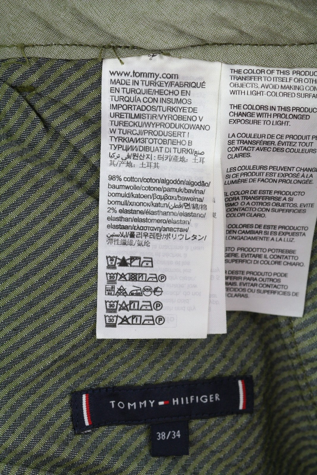 TOMMY HILFIGER Denton Chino Stretch vyriškos kelnės W38/L34 žalios velveto tiesios 