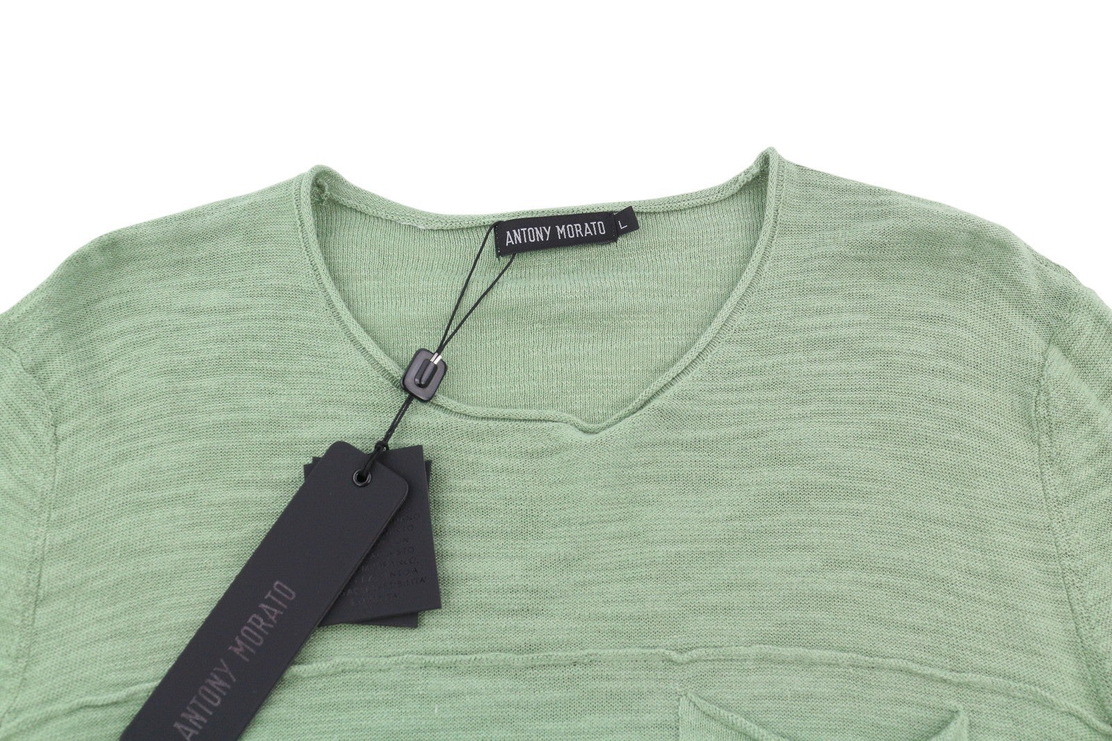 ANTONY MORATO vyriškas megztinis L dydžio, žalias, megztas, apvalios apykaklės, su kišenėmis ant užtiesto logotipo. 