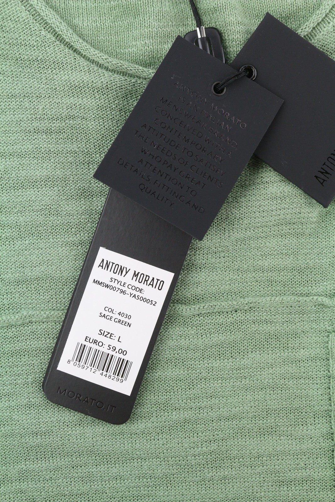 ANTONY MORATO vyriškas megztinis L dydžio, žalias, megztas, apvalios apykaklės, su kišenėmis ant užtiesto logotipo. 