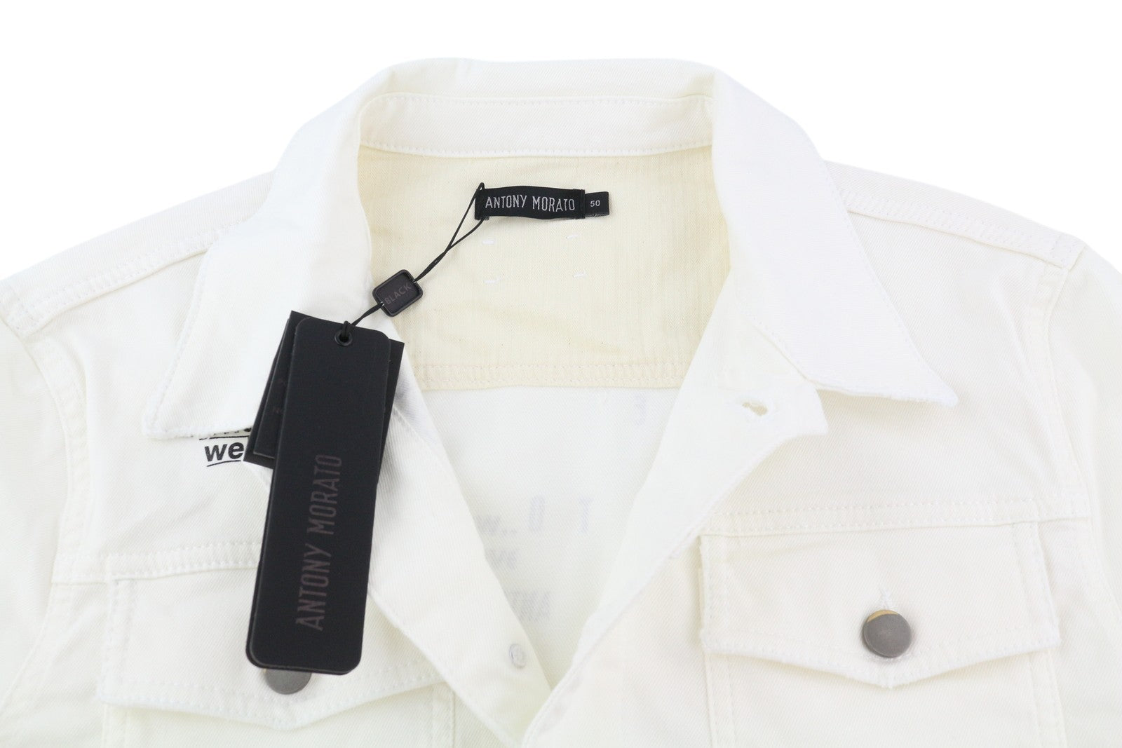 ANTONY MORATO vyriška striukė L, džinsinio audinio, balta, su sagomis ir pamušalu, unisex 