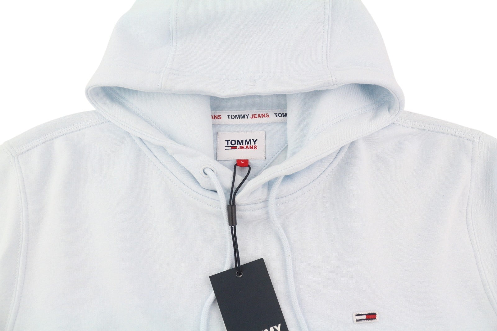 TOMMY HILFIGER vyriškas džemperis su gobtuvu L šviesiai mėlynas kengūros kišenė su gobtuvu logotipais 