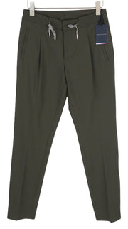 TOMMY HILFIGER THFlex vyriškos kelnės W31 Khaki Plain Plisuotos Elastic Waist Slim 