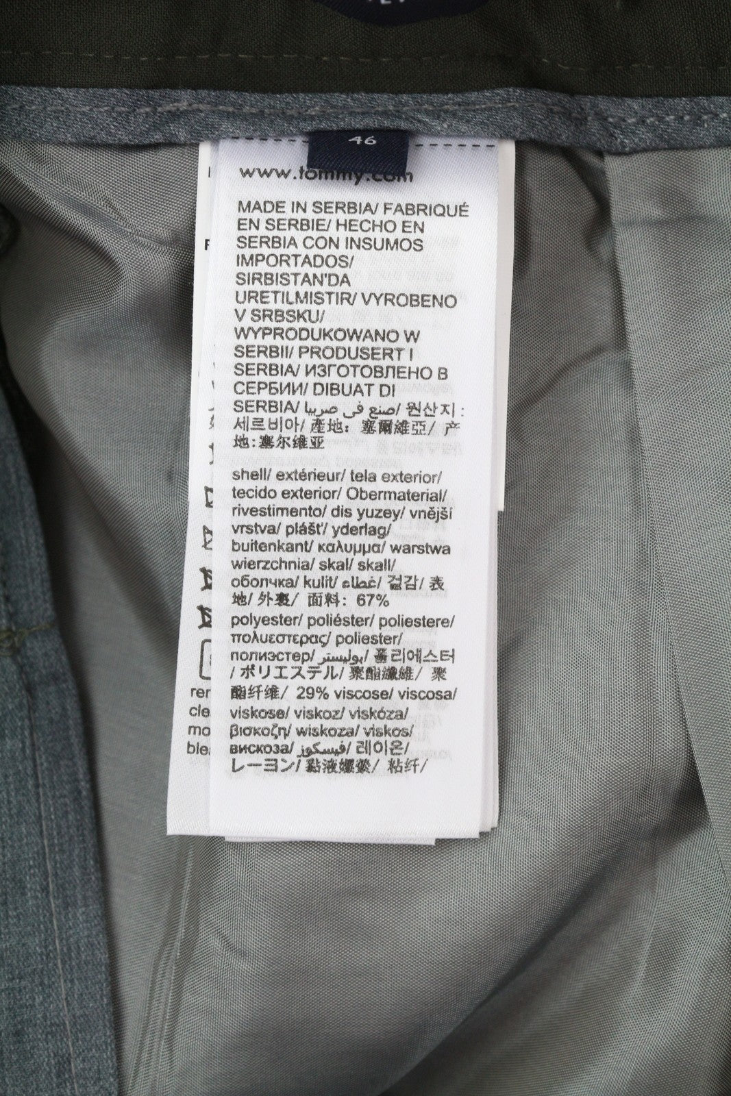 TOMMY HILFIGER THFlex vyriškos kelnės W31 Khaki Plain Plisuotos Elastic Waist Slim 