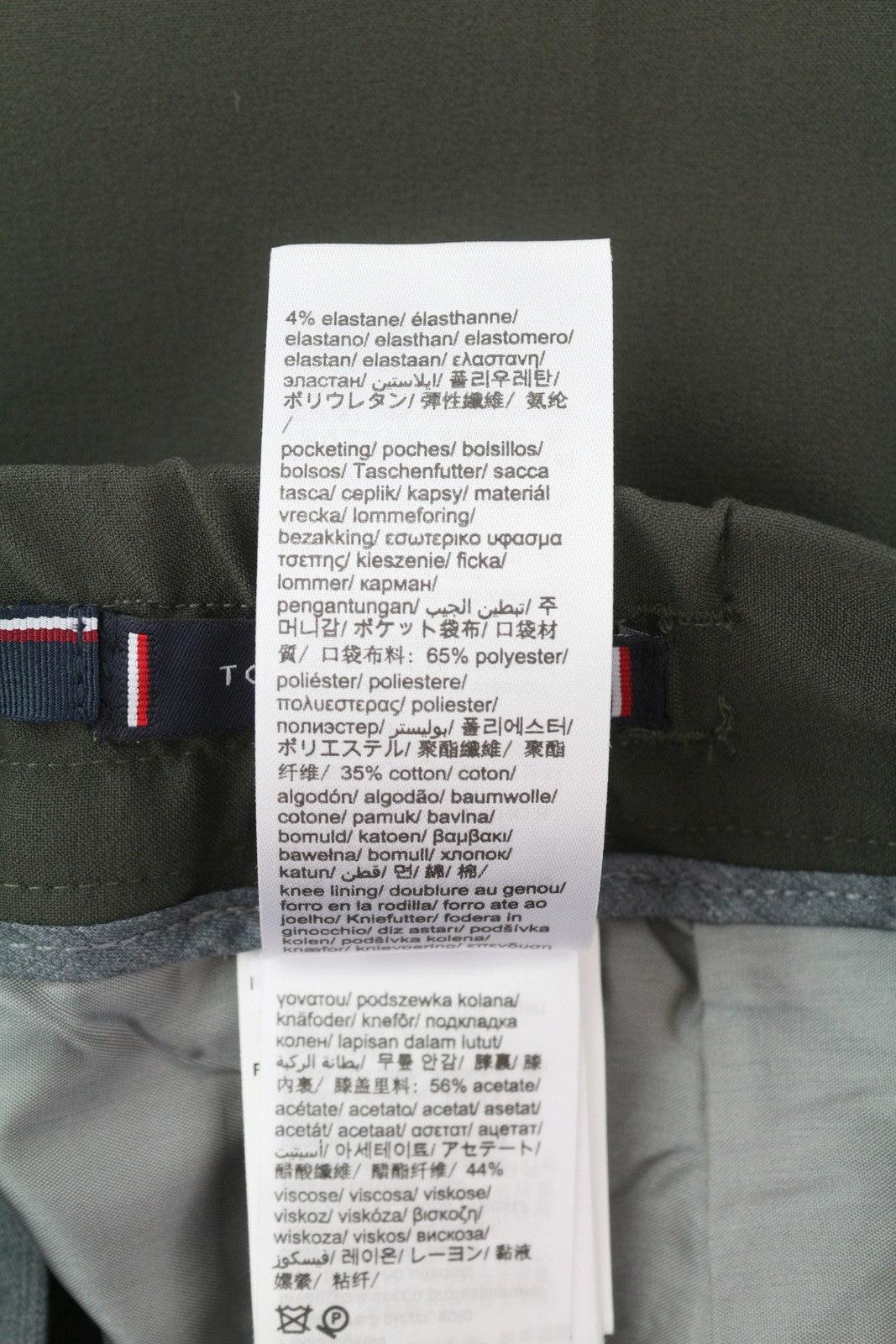 TOMMY HILFIGER THFlex vyriškos kelnės W31 Khaki Plain Plisuotos Elastic Waist Slim 