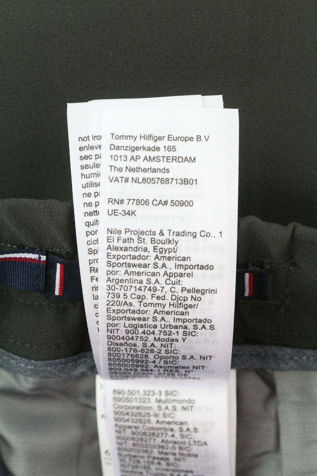 TOMMY HILFIGER THFlex vyriškos kelnės W31 Khaki Plain Plisuotos Elastic Waist Slim 