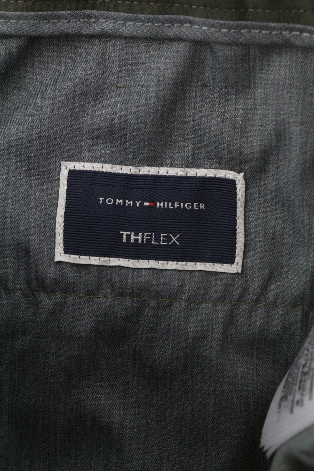 TOMMY HILFIGER THFlex vyriškos kelnės W31 Khaki Plain Plisuotos Elastic Waist Slim 