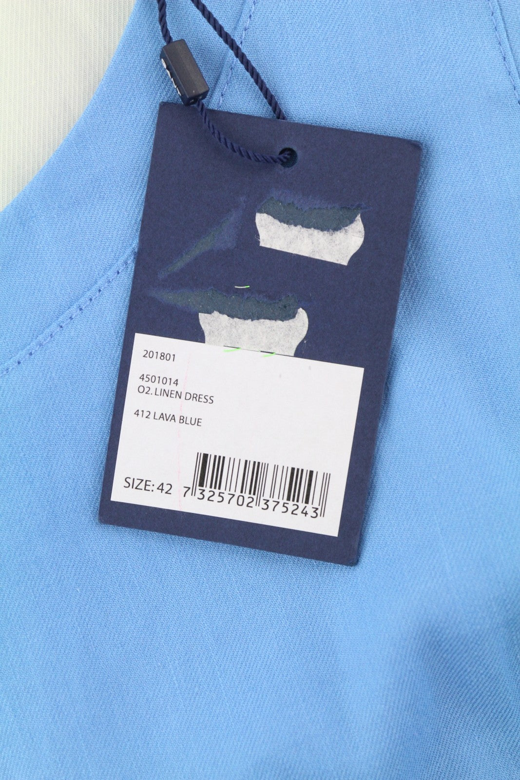 GANT lininė moteriška suknelė EU42 mėlyna be rankovių, su pamušalu, platėjančia apvalia apykakle, iki kelių 