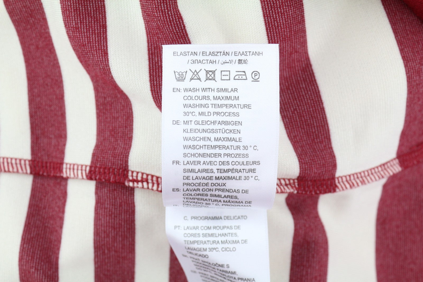 GANT dryžuota moteriška suknelė S, bordo spalvos, apvali kaklo iškirptė, 3/4 rankovės, iki kelių 