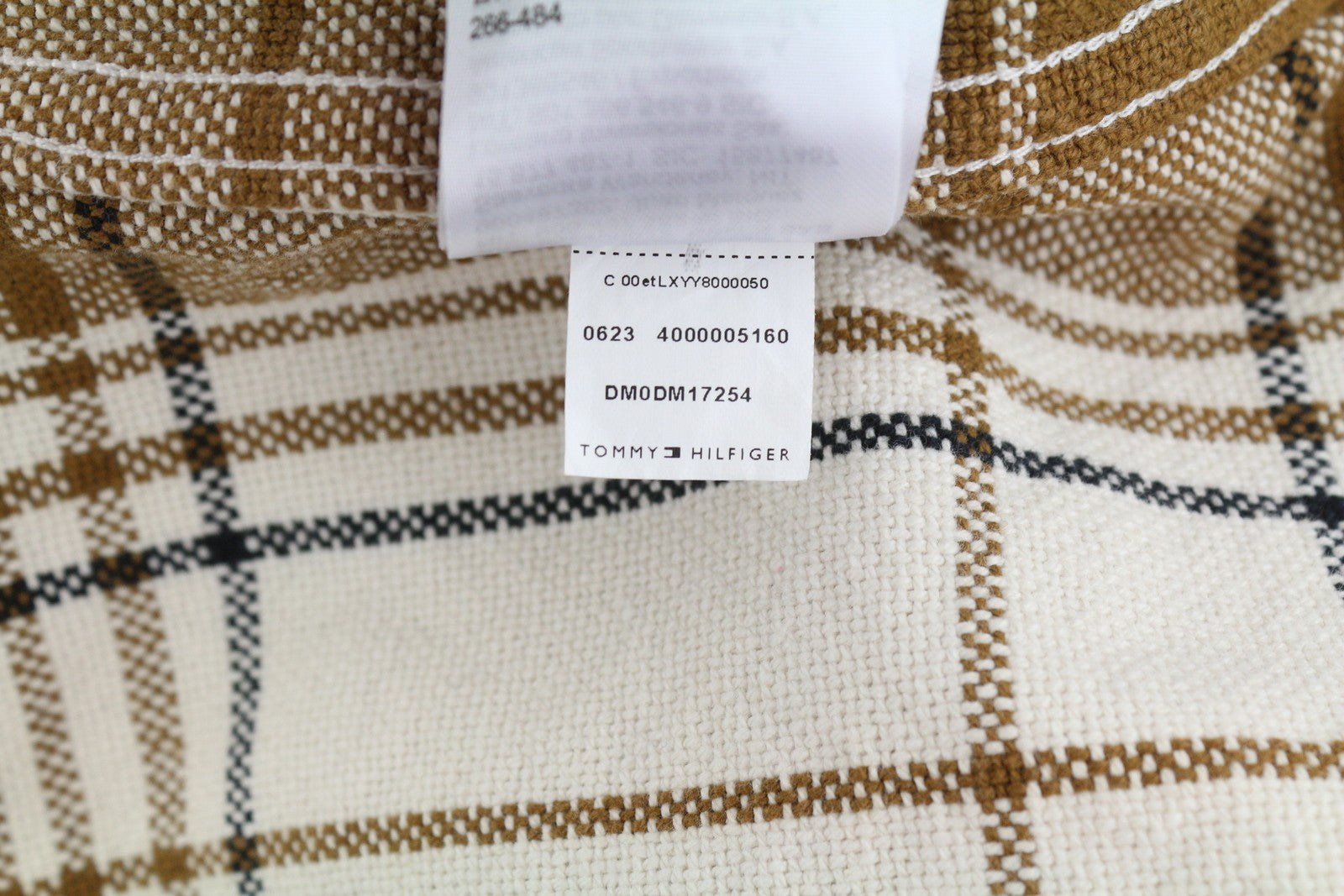 TOMMY HILFIGER vyriški marškinėliai su šukuotais languotais XL dydžio flaneliniais marškinėliais su storomis sagomis, rudi 