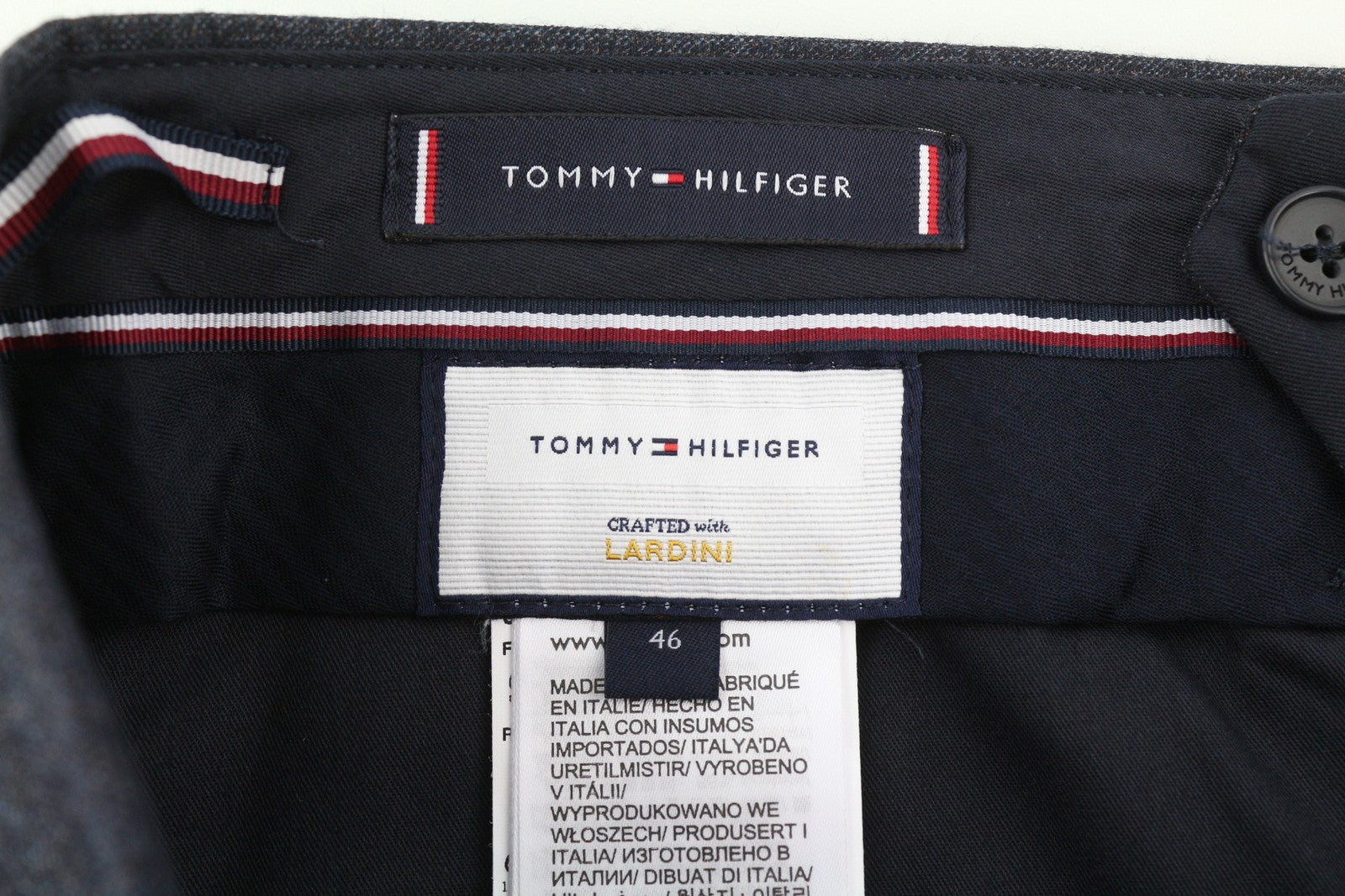TOMMY HILFIGER x Lardini vyriškos kelnės W31 mėlynos, plonos, tekstūruotos vilnos, RRP 179 € 