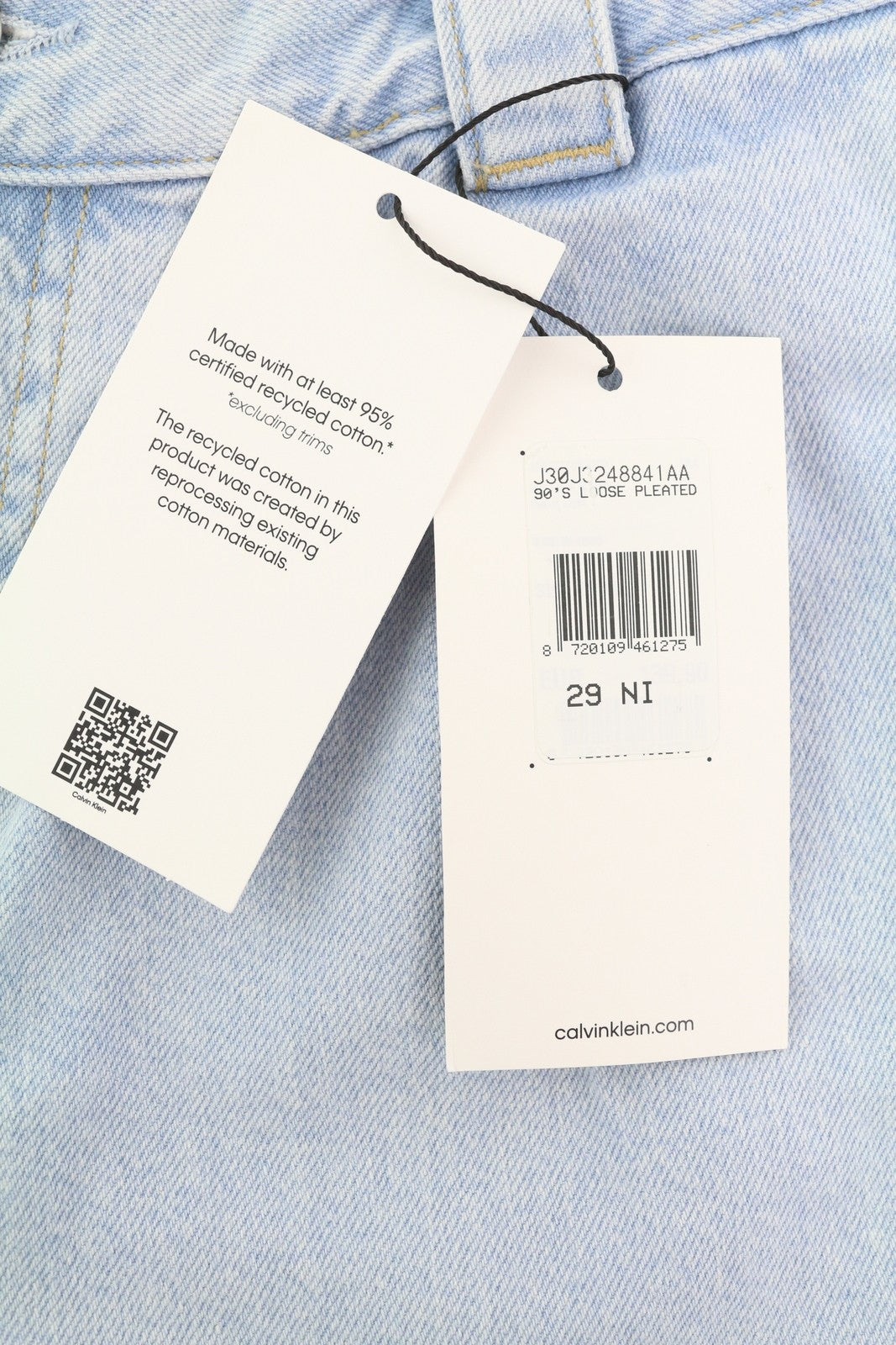 CALVIN KLEIN 90-ųjų laisvi klostuoti vyriški džinsai W29 su skalbtos mėlynos spalvos plačiomis užtrauktukais, rekomenduojama kaina – 272 USD 