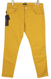 ANTONY MORATO Keith vyriškos kelnės W34 geltonos tekstūruotos, aptemptos, laisvalaikio stiliaus, su užtrauktuku. 