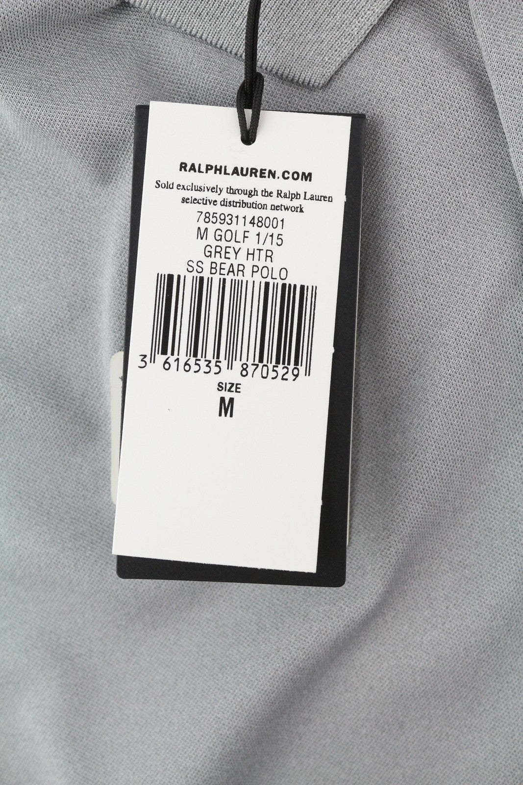 RLX RALPH LAUREN golfo vyriški marškinėliai pilki, siuvinėti meškiuko formos, trumpomis rankovėmis. 