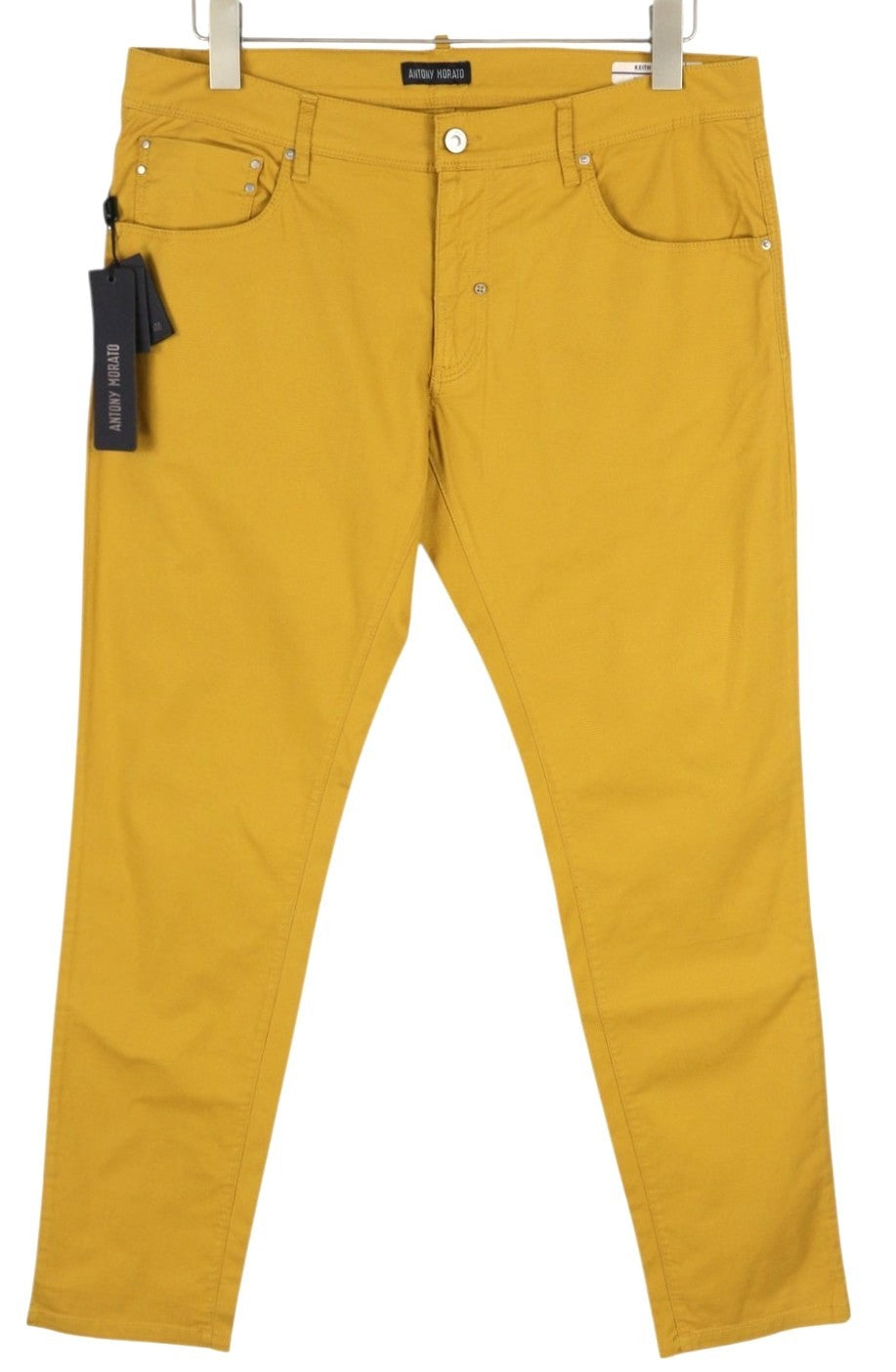 ANTONY MORATO Keith vyriškos kelnės W38 geltonos tekstūruotos aptemptos klešnės su užtrauktuku laisvalaikiui