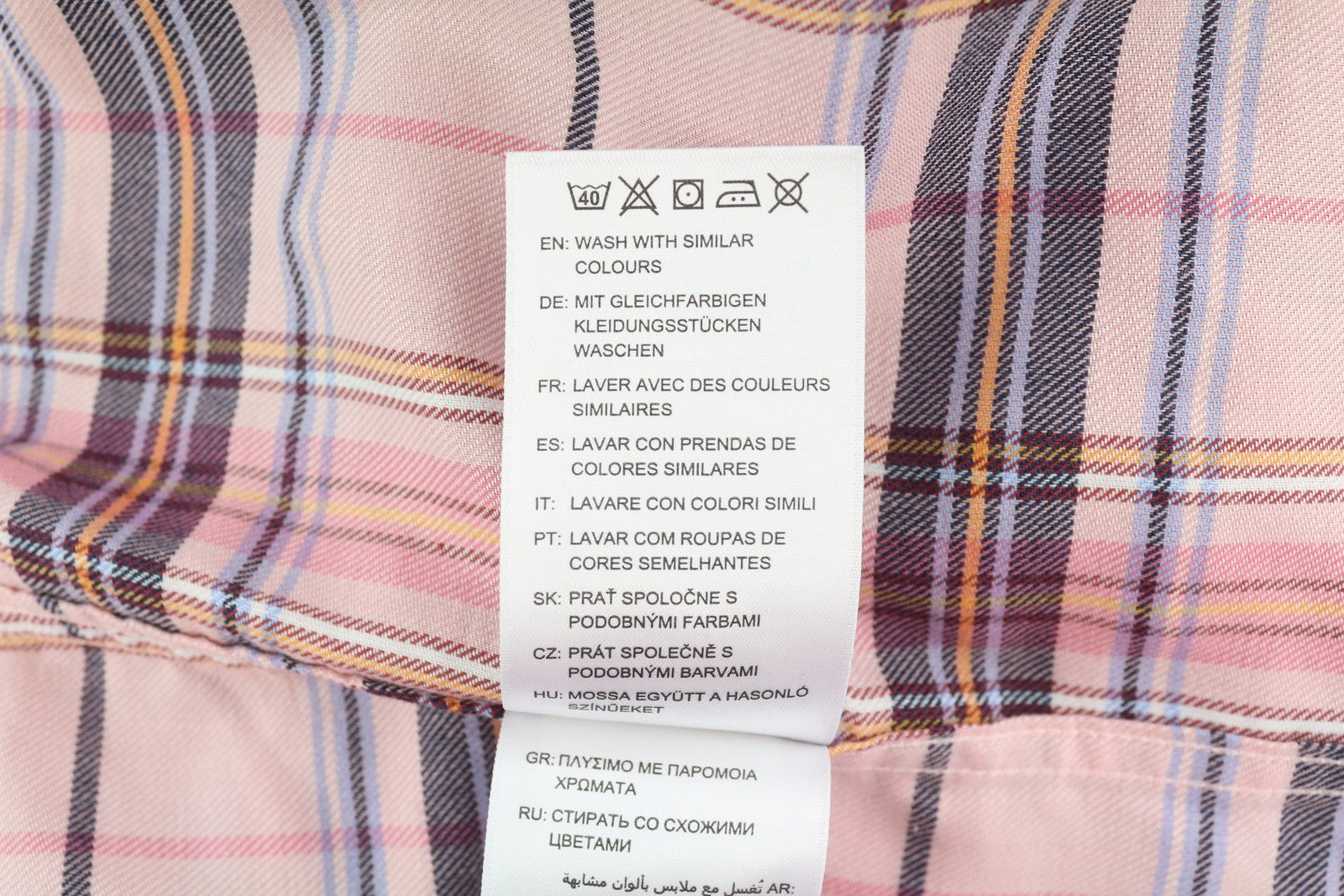 GANT languoti dryžuoti moteriški marškinėliai EU34 laisvalaikio flaneliniai marškinėliai su sagomis, išplatinta apykakle, rožiniai 