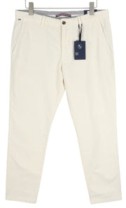 TOMMY HILFIGER Denton Chino Stretch vyriškos kelnės W36/L32 baltos velveto tiesios 