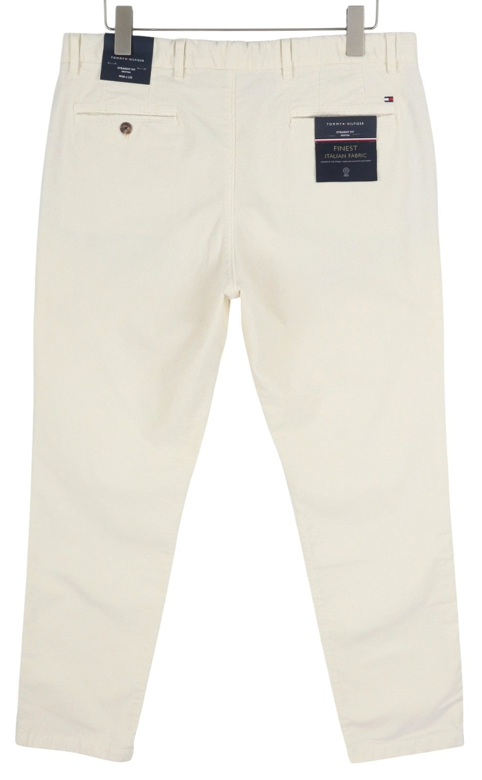 TOMMY HILFIGER Denton Chino Stretch vyriškos kelnės W36/L32 baltos velveto tiesios 