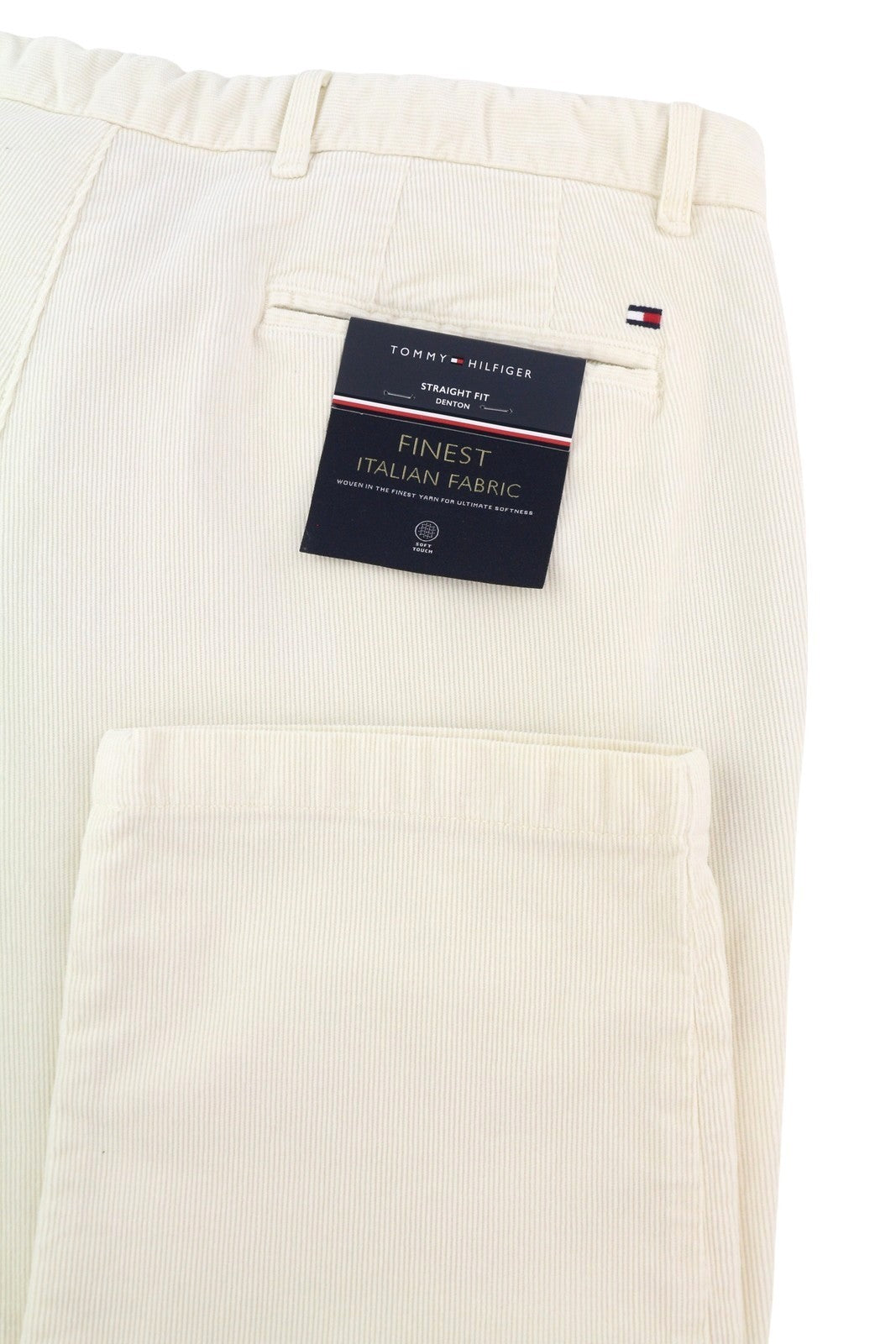 TOMMY HILFIGER Denton Chino Stretch vyriškos kelnės W36/L32 baltos velveto tiesios 