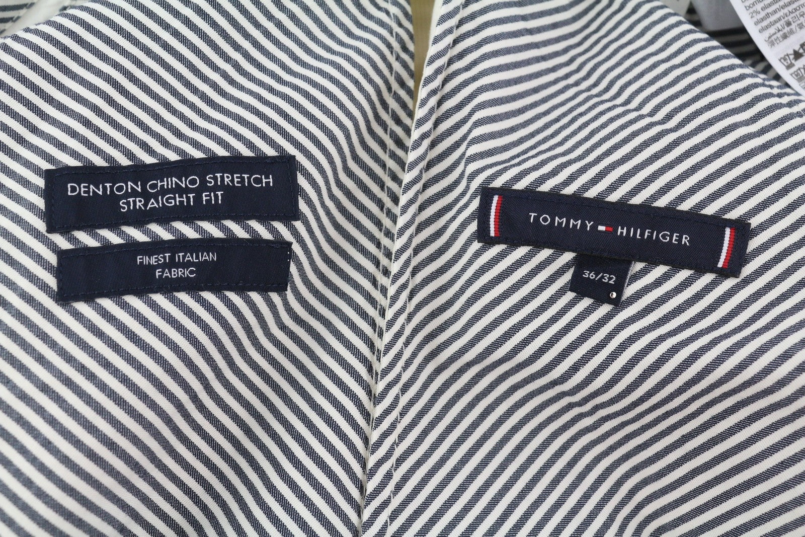 TOMMY HILFIGER Denton Chino Stretch vyriškos kelnės W36/L32 baltos velveto tiesios 