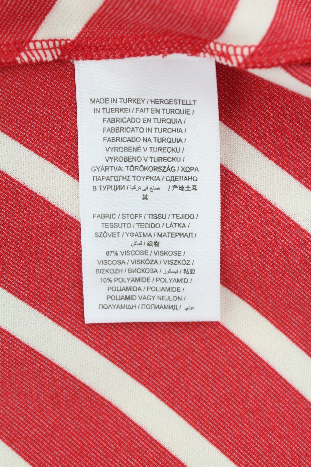 GANT dryžuota moteriška suknelė S dydžio raudona apvali kaklo iškirpte, 3/4 rankovėmis, su džersio logotipu ir kelių ilgiu 