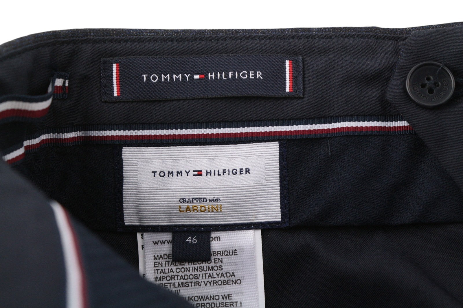 TOMMY HILFIGER x Lardini vyriškos kelnės W31 mėlynos vilnos kašmyro plono kirpimo, rekomenduojama kaina – 179 € 