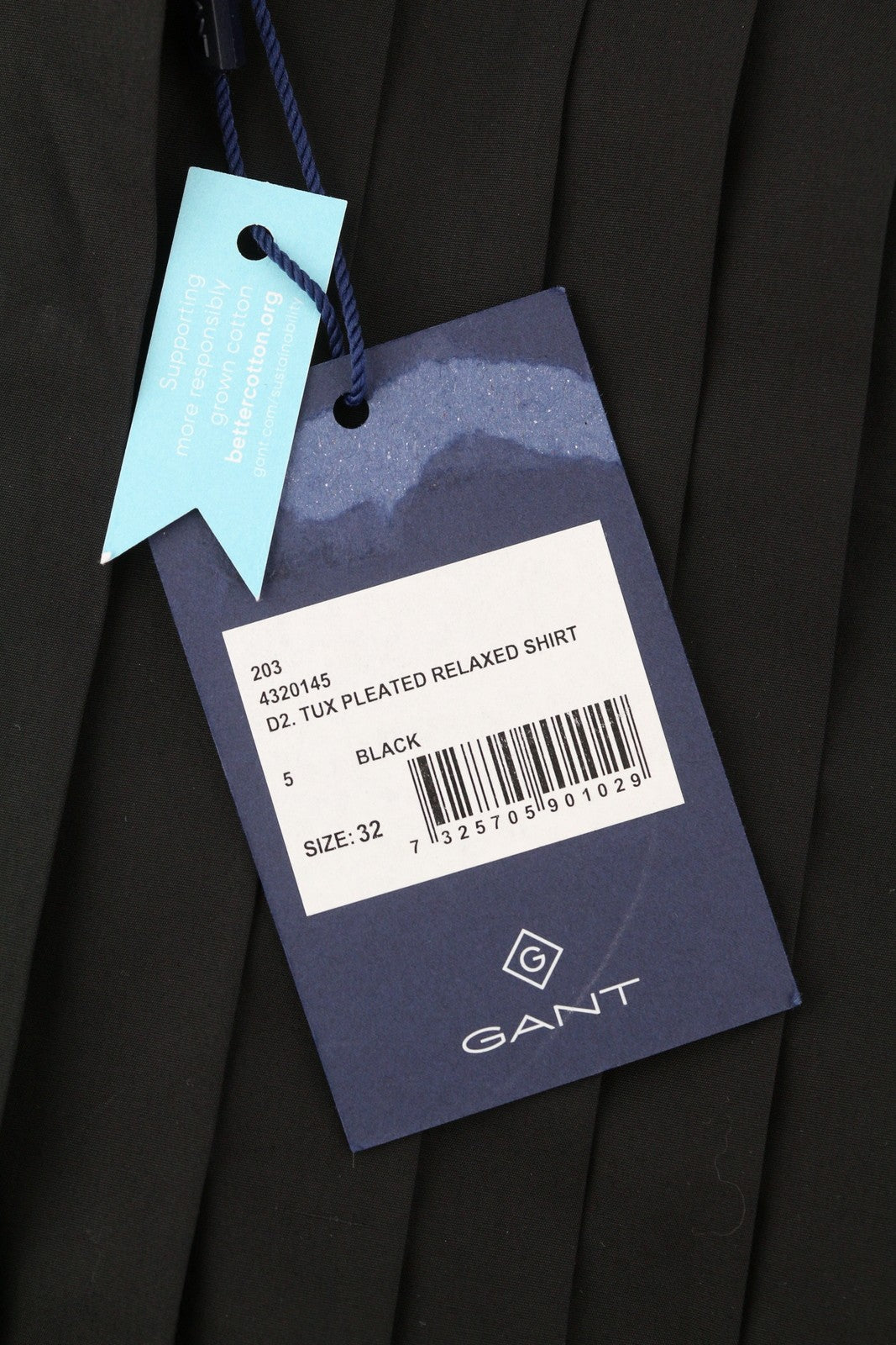 GANT Tux klostuoti laisvalaikio stiliaus moteriški marškinėliai, 32 dydžio, juodi, su sagomis užsegama juostele, ilgomis rankovėmis 