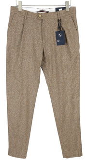 TOMMY HILFIGER Hampton vyriškos kelnės W33/L34 rudos vilnos ir šilko mišinio plonos siaurėjančios 