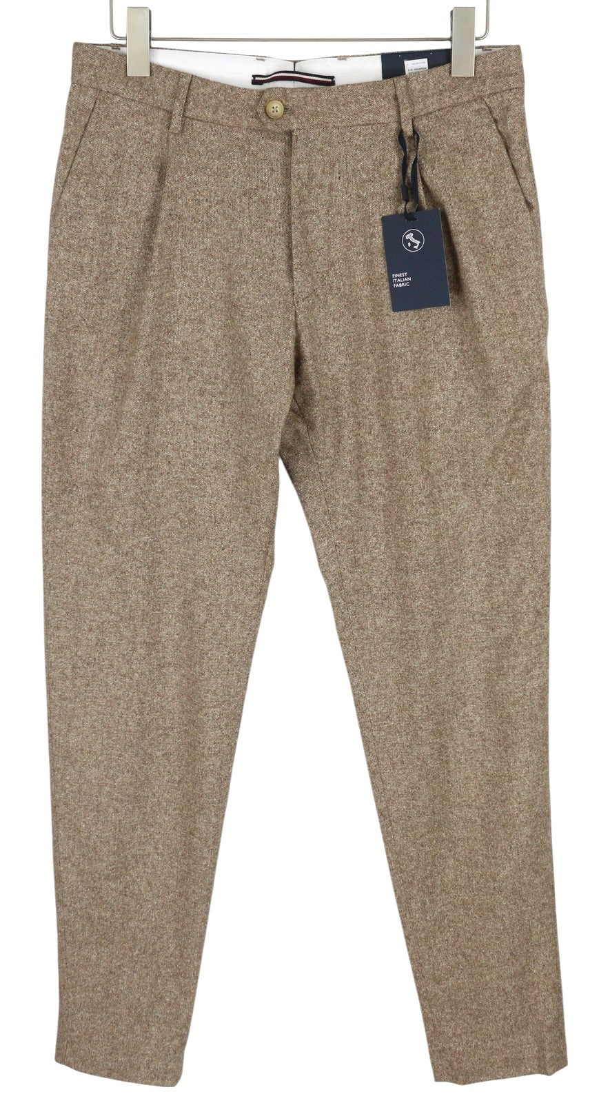 TOMMY HILFIGER Hampton vyriškos kelnės W33/L34 rudos vilnos ir šilko mišinio plonos siaurėjančios 