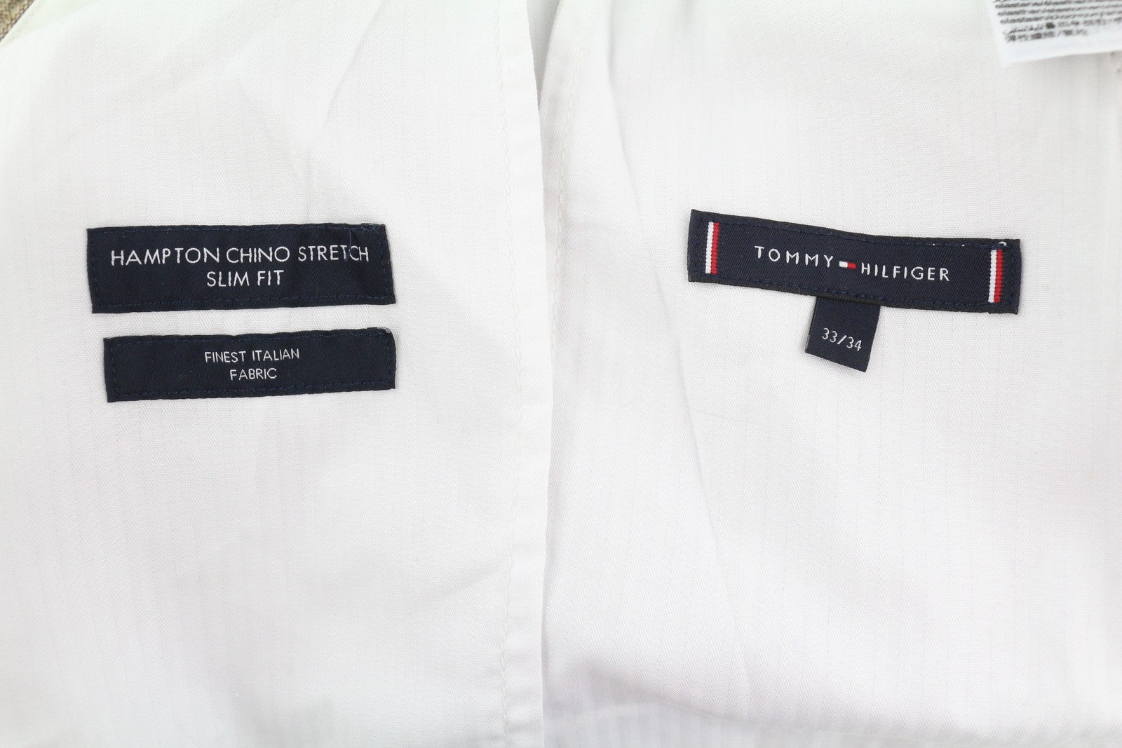 TOMMY HILFIGER Hampton vyriškos kelnės W33/L34 rudos vilnos ir šilko mišinio plonos siaurėjančios 