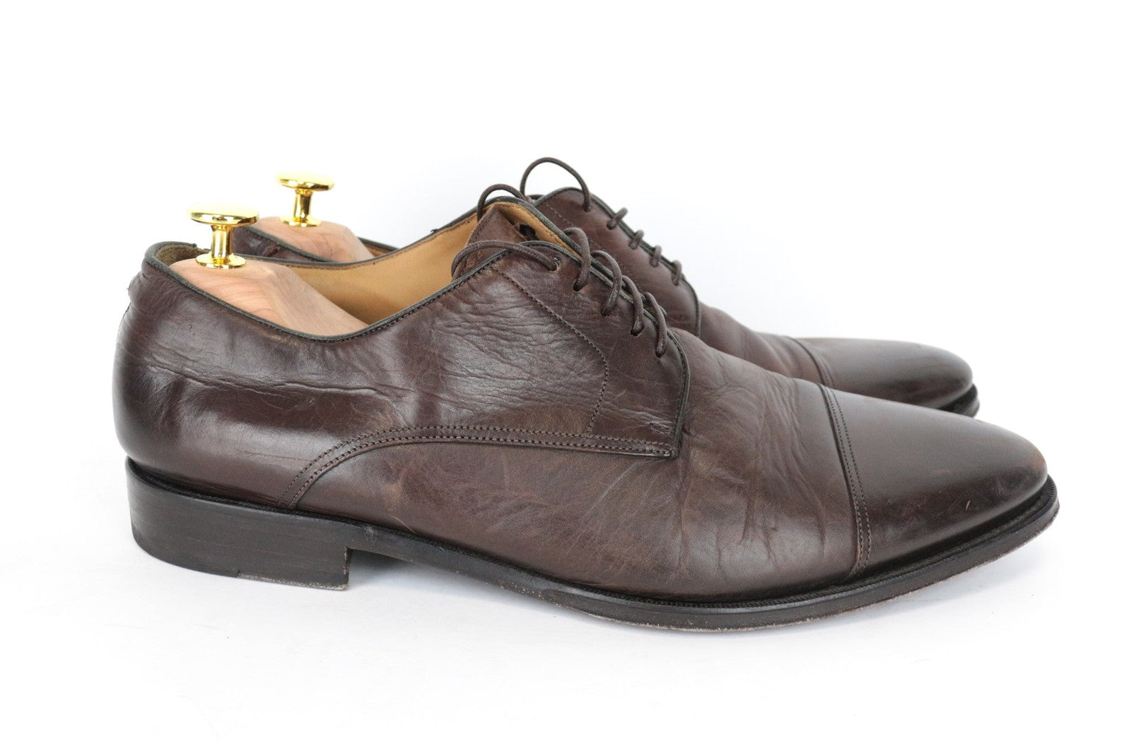 SUITSUPPLY Men's Shoes EU43/UK9 Brown Calf Leather Derby Lace-Up Dress Style