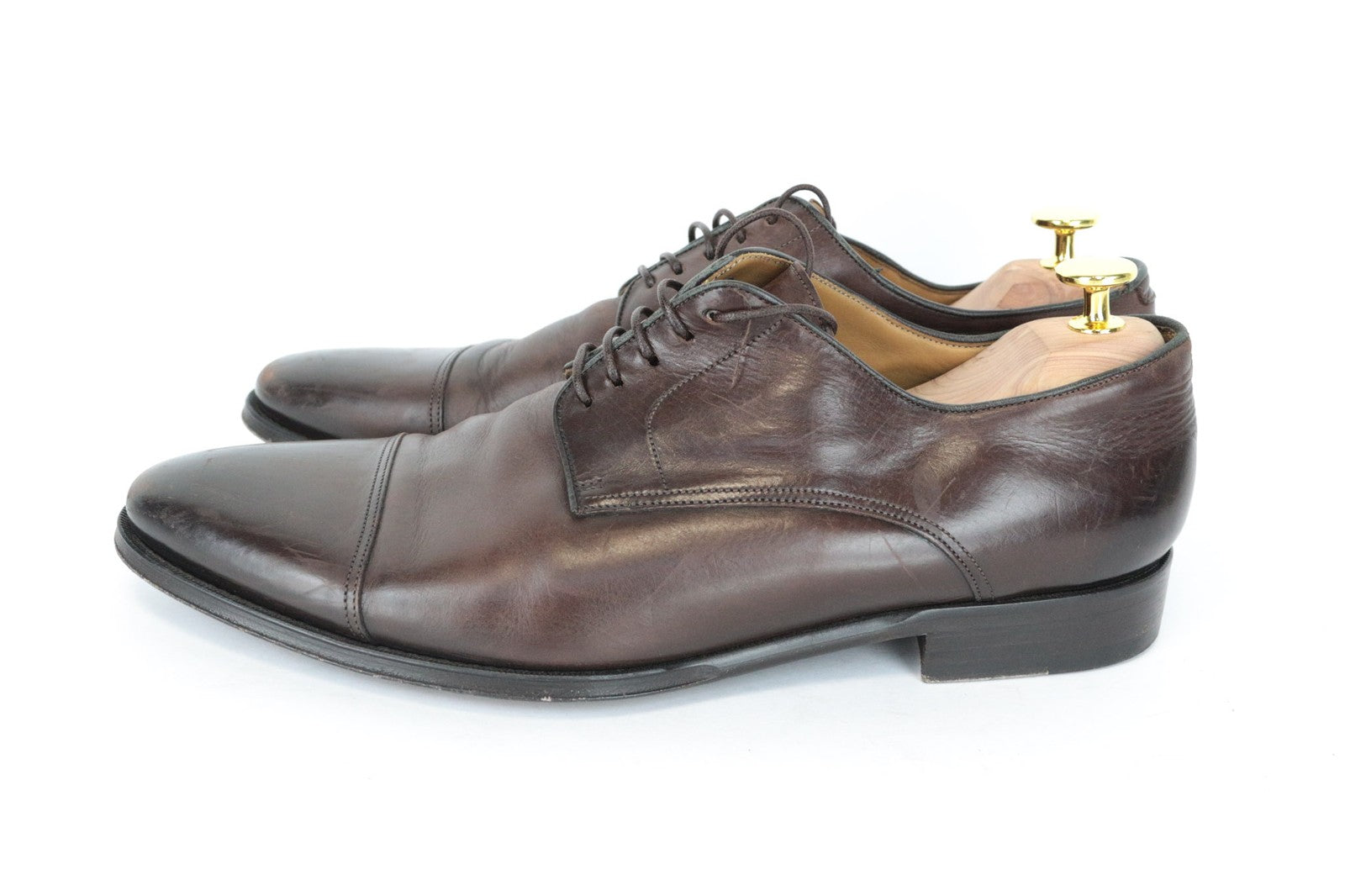 SUITSUPPLY Men's Shoes EU43/UK9 Brown Calf Leather Derby Lace-Up Dress Style