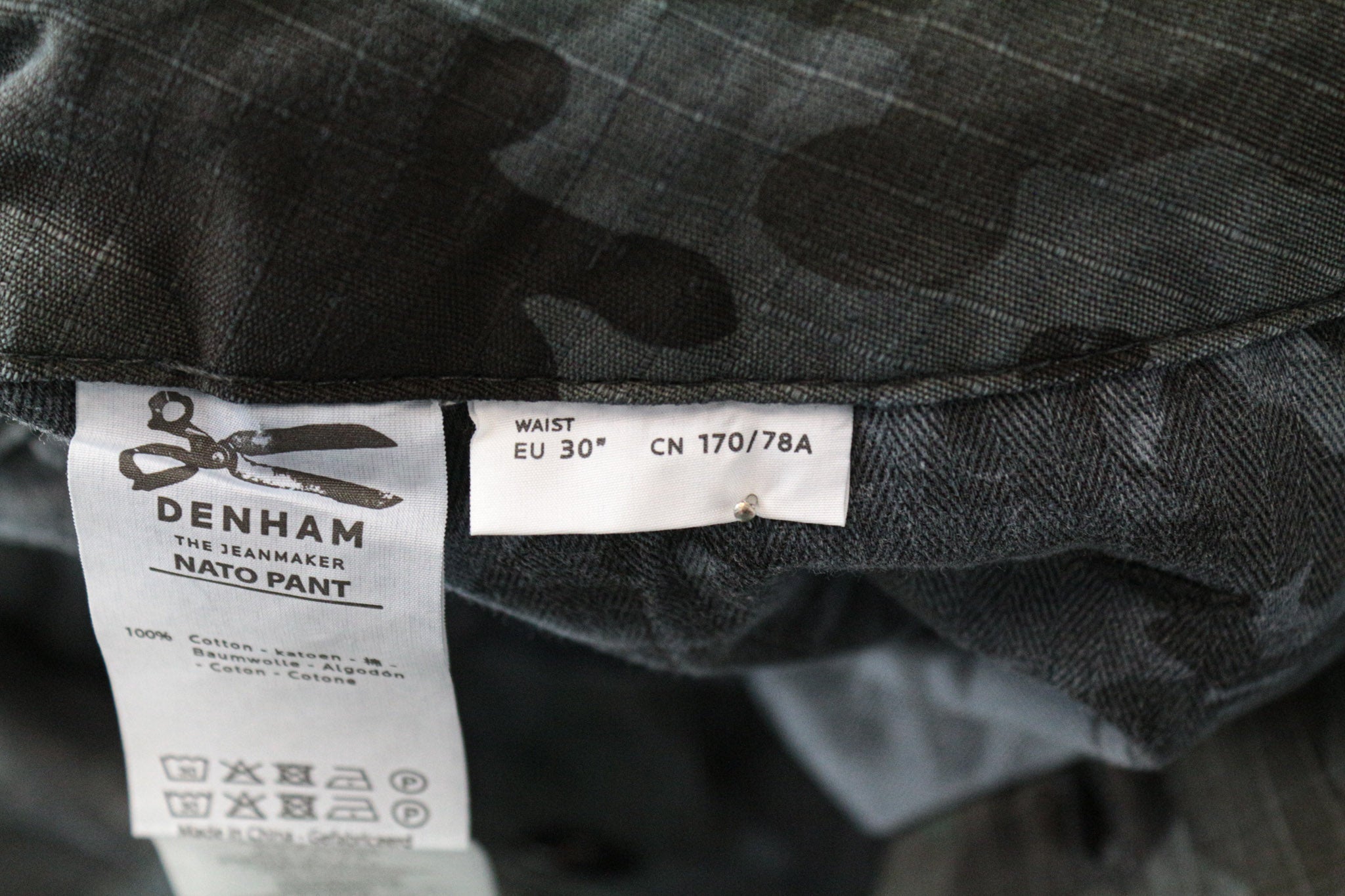 DENHAM Nato Men's Cargo Trousers W30/L32 Grey Cotton Military Pattern Pants