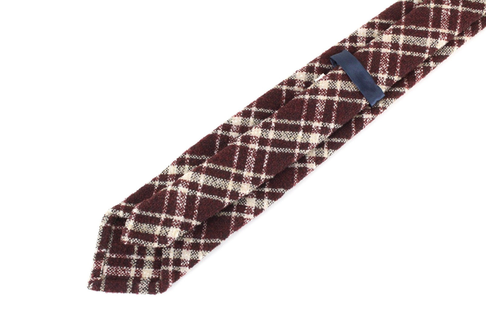 SUITSUPPLY vyriškas kaklaraištis ~150 x 8 cm, vyno raudonumo, languotas, vilnos mišinio, formalus, smailiais galais 