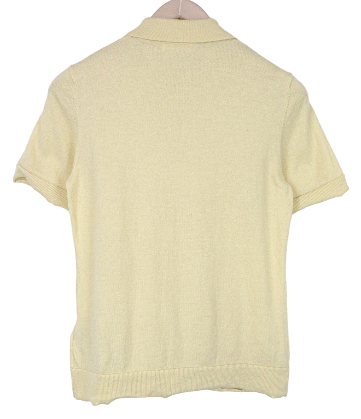 SUISTUDIO Dayton moteriški merino vilnos polo marškinėliai L dydžio, geltoni, trumpomis rankovėmis 